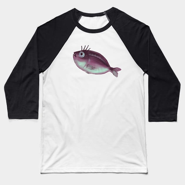 Funny Fish With Fancy Eyelashes Baseball T-Shirt by Boriana Giormova